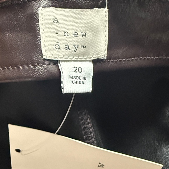 NWT A New Day Women's 20 Brown Faux Leather Midi Skirt - Picture 9 of 10